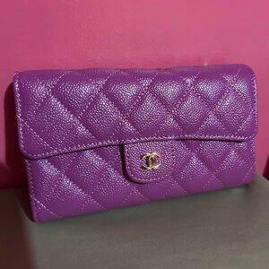 Purple Quilted Leather Wallet